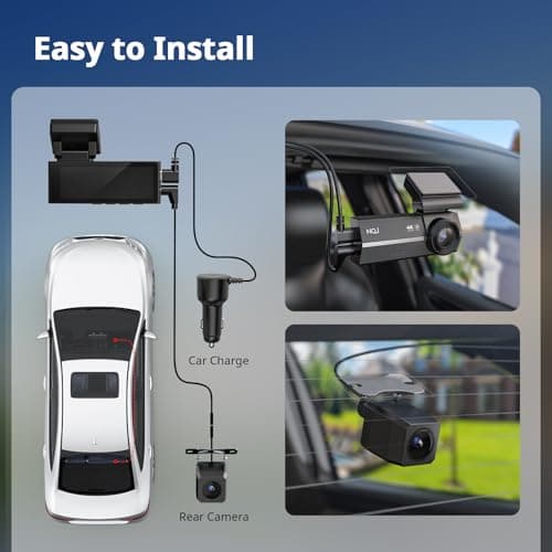 Dash Cams Front and Rear, NQJ 4K+2K Dual Dash Camera for Cars w 64GB Card, 5GHz Wi-Fi & App, G-Sensor, 3.2” Screen, 24H Parking Mode, 170°Wide Angle, Night Vision 9