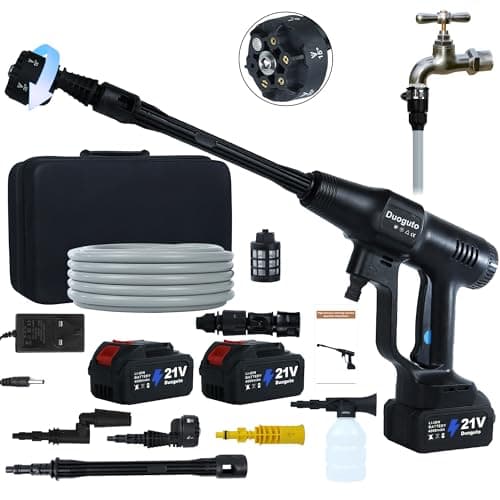 Cordless Pressure Washer Battery Powered; 1450PSI Cordless Power Washer with Brushless Motor, 2× 4.0Ah Battery,6-in-1 Nozzle, 3 Power Level; Handheld Portable Pressure Washer Cordless (Black)