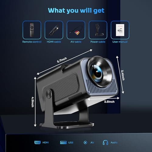 【180°-Rotation Adjustable Stand】HIPPUS Smart Mini Projector with WiFi and Bluetooth,1080P Portable 4k Outdoor Portable Projector,300ASIN LM,Support 2.4G/5G Wi-Fi6, BT5.2 With Android 11,Black. 8