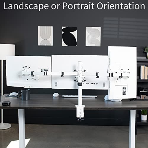 VIVO Triple Monitor Adjustable Desk Mount, Articulating Tri Stand, Holds 3 Screens up to 24 inches, White, STAND-V003YW 7