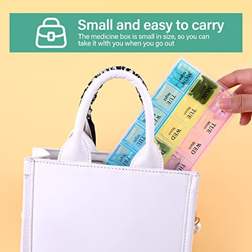 Large Weekly Pill Organizer 3 Times A Day, Moisture-Proof 7 Day Pill Box, Travel Pill Cases Portable for Pills Vitamin Fish Oil Supplements 6