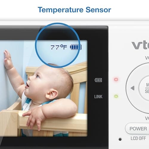 VTech VM819 Baby Monitor with Camera and Audio, 2.8” Screen Portable Baby Camera, Night Vision, 2-Way Audio, Temperature Sensor and Lullabies, Secure Transmission No WiFi, Ideal for Baby/Elderly/Pet 10