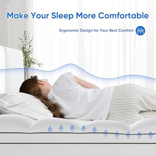 Memory Foam Mattress Topper Dual Layer 4 Inch Queen Size, 2 Inch Cooling Gel Memory Foam Plus 2 Inch Down Alternative Pillow Top Mattress Pad Cover with 8-21 Inch Deep Pocket 6