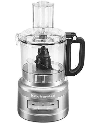 KitchenAid 7 Cup Food Processor Plus Chop Puree Knead Shred Slice KFP0719CU Silver (RENEWED)