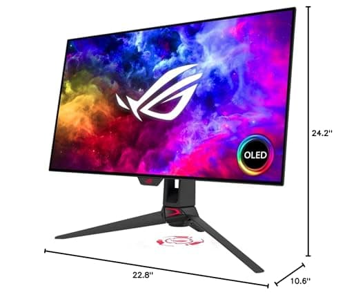 ASUS ROG Swift 27”1440P OLED DSC Gaming Monitor (PG27AQDM) - QHD (2560x1440), 240Hz, 0.03ms, G-SYNC Compatible, Anti-Glare Micro-Texture Coating, 99% DCI-P3, True 10-bit, DisplayPort,Black (Renewed) 8