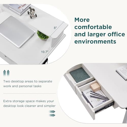 RedLemon L Shaped Electric Standing Desk, 60 inches Motor Height Adjustable Sit Stand Corner Desk with Led, Large Home Office Desk Computer Workstation, Antique White 5