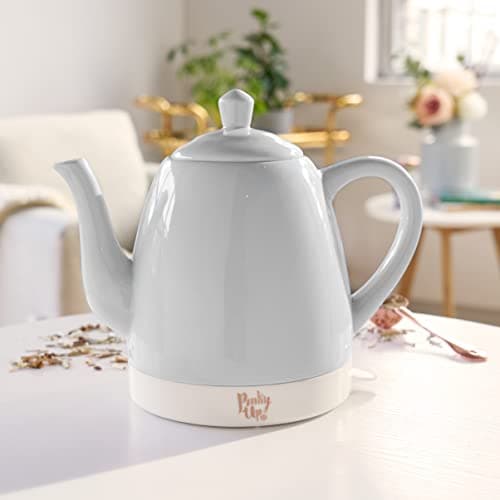 Pink Up Noelle Electric Tea Kettle, Gooseneck Kettle, Hot Water Dispenser, Pour Over Coffee, Automatic shut off, Cordless, Electric Teapot, 1.5L, Ceramic, Grey 8