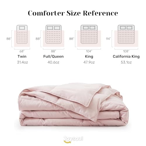 Joysoul Goose Feathers Fiber Comforter - Lightweight Ultra Soft Fabric Cover Breathable White Down Feather Fill, Pink Queen Size Duvet Insert (88" X 88") 8