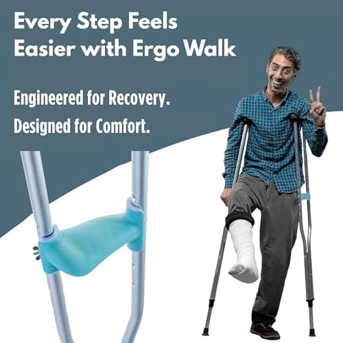 Ergo Walk Foldable Ergonomic Crutches – Adjustable, Lightweight Crutches with Ergonomic Grips – Compact, 3X Comfortable Support – Fits 4’10” to 6’4” – 250 lb Capacity 8