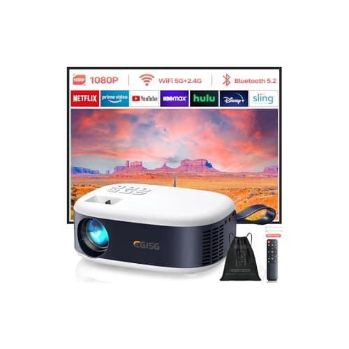 Projector with WiFi and Bluetooth, Full HD 1080P Portable Projector, 4K Supported Outdoor Projector, Lag-free 5G WIFI 6