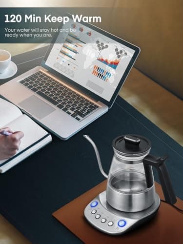 Aiheal Gooseneck Electric Kettle, Glass Electric Tea Kettle with 4 Temperature Control Presets and Keep Warm Function, Pour Over Kettle for Coffee and Tea, Hot Water Boiler, Quick Heating, 1200W/0.8L 5