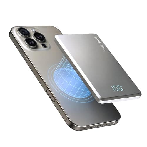 TONOKI Ultra-Slim Magnetic Power Bank, Aluminum Wireless Portable Charger, Fast Charging USB-C Battery Pack for iPhone 15/14/13/12 & MagSafe, Android Wireless Charging Devices (Gray, 5000)