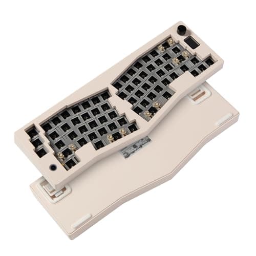 SUEHIODHY CIDOO ABM066 Alice Layout Mechanical Keyboard Kit Hot Swappable Gasket RGB Keyboard Bluetooth/2.4GHz/Type-C Custom Keyboard Kit VIA Programmable Volume Knob for Win/Mac/iOS(Milk White) 8