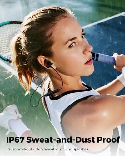 SoundPEATS Q40 HD Sports Neckband Headphones with LDAC Hi-Res Audio & Bluetooth 6.0 Stable Connection, IP67 Waterproof Wireless Earbuds, 20H Playtime for Running Gym, Fast Charge, Dual Pairing 5