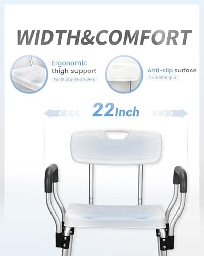 Sangohe Shower Chair, Heavy Duty Shower Seat with Back, Arms, Adjustable Height, Ideal for Bathtub, Handicap, Elderly, 796C 5