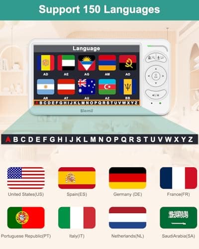 Blemil 6" Baby Monitor with 2 Cameras 4000mAh Battery Upgrade Split Screen Video Baby Monitor No WiFi Remote Pan-Tilt-Zoom Auto-Night Vision 150 Languages ECO Mode 2-Way Talk 1000FT (Ideal Condition) 6