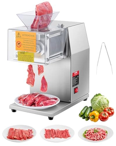 VEVOR 850W Meat Slicer, Commercial Meat Cutting Machine, Stainless Steel, 5 mm Thickness, Detachable Blades, Electric Food Slicer for Home Kitchen Restaurant Supermarket