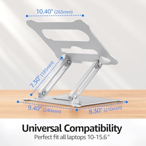 Urmust Laptop Notebook Stand Holder Adjustable Laptop Stand Portable Computer Riser Compatible with MacBook Air Pro HP Dell XPS Lenovo All Laptops 10-15.6"(Silver) 7