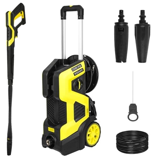 WXNANY Electric Pressure Washer with Rotary Mediation Nozzles Power Washer 2500 PSI 1.76 GPM with Hose Reel for Car Home Driveway Patio Deck Cleaning