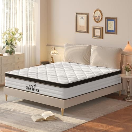 SeVietra Queen Mattress, 10 Inch Mattress Queen Size in a Box, Medium Firm for Pain Relief, Fiberglass Free, Durable Support Breathable Comfort, CertiPUR-US