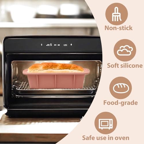 Koolstuffs Silicone Bread Loaf Pan, 2 PCS Non-Stick Bread Pans for Homemade Bread, Baking Mold Pans for Oven, Bread, Cake, Easy Release 2