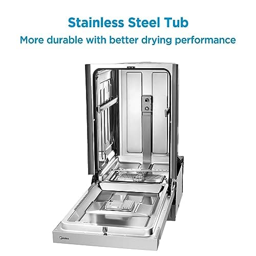 Midea MDF18A1AST Built-in Dishwasher with 8 Place Settings, 6 Washing Programs, Stainless Steel Tub, Heated Dry, Energy Star 8