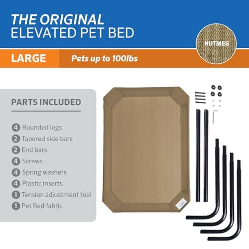Coolaroo Original Elevated Dog Bed - Breathable Off-The-Ground Pet Bed with Cooling Fabric, Joint Relief & Moisture-Resistant Fabric, 100% Recyclable, Easy Clean, Nutmeg, Large 5