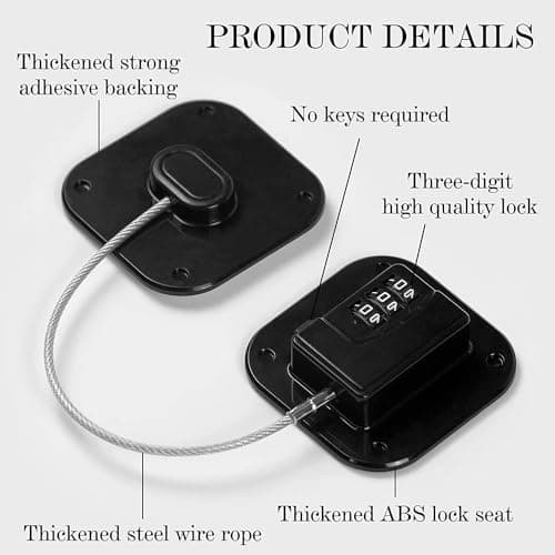 Child Safety Cabinet Locks, Fridge Lock with Combination, Closet Locks,Cabinet Lock(Black 2Pcs) 8