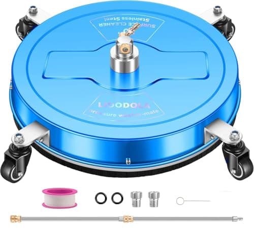 20" Pressure Washer Surface Cleaner with 4 Wheels - Coated Blue Stainless Steel Surface Cleaner for Pressure Washer Attachment for Concrete, Driveway, Patio, Sidewalk, Deck and Driveways - PWS20BW
