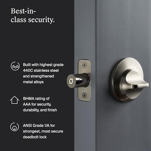 Level Lock+ (Matter) Smart Lock - World's Smallest, Most Advanced Matter-Over-Thread Deadbolt Plus Apple Home Key - Keyless and Remote Access via Apple, Alexa, Google Home, SmartThings (Satin Nickel) 6