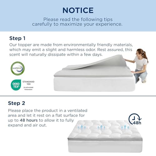 Bedsure 4 Inch King Size Mattress Topper, Dual Layer 2.5 Inch Gel Memory Foam & 800 GSM Waterproof Pillow Top Cooling Memory Foam Mattress Topper with 8-21 Inch Deep Pocket (King, 78x80 Inches) 7