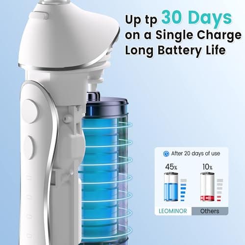 Leominor Water Dental Flosser Pick for Teeth, 300ML Portable Oral Irrigator Upgraded Tank Removable,IPX7 Waterproof, Rechargeable Travel Teeth Cleaner, Professional Electric Flossing (White) 7