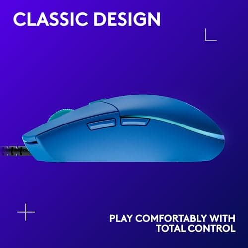 Logitech G203 Wired Gaming Mouse, 8,000 DPI, Rainbow Optical Effect LIGHTSYNC RGB, 6 Programmable Buttons, On-Board Memory, Screen Mapping, PC/Mac Computer and Laptop Compatible - Blue 7
