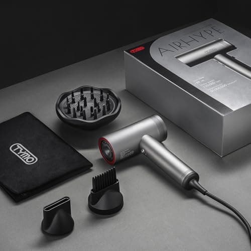 TYMO Hair Dryer with Diffuser for Women - 1500W Professional High Speed Blow Dryer with Comb, 110,000RPM Fast Dry, 200 Million Ionic Hairdryer, 4 Temps & 3 Speeds, 8 Ft Cord for Salon, Metal Gray 8