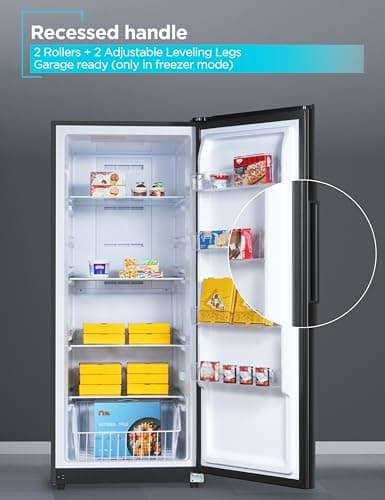 BLACK+DECKER 17 Cu. Ft. Convertible Freezer Refrigerator, Upright Freezer with Glass Shelves, ENERGY STAR rated, Frost Free, BUC1700XB, Black 6