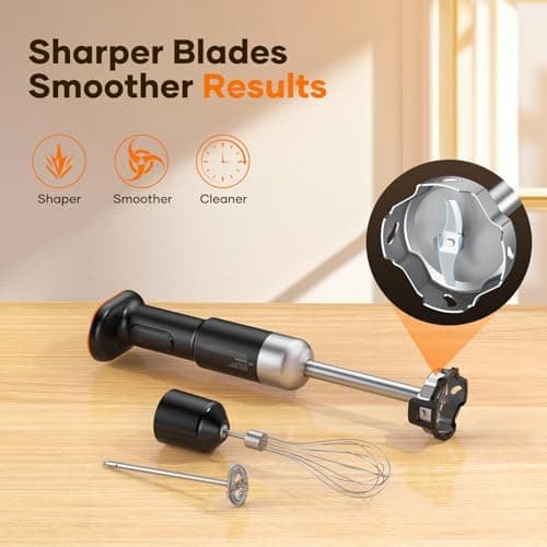 Cordless Stick Immersion Blender 5-in-1, Ritus 13000RPM Soup Blender Rechargeable Handheld Mixer For Baby Food & Smoothies, Variable Speed, Dishwasher-Safe, Mixing Beaker, Chopper, Whisk Milk Frother 7