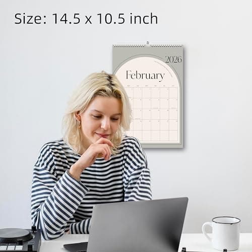 Aesthetic Wall Calendar 2026, 12 Monthly Vertical Calendar January 2026 to December 2026, 15" x 10" Modern Wall Hanging Calendar for School, Home, Office for Monthly Organizing & Planning (Green Vertical ) 5