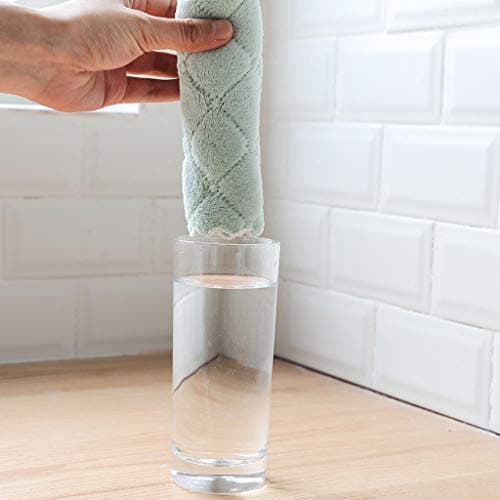 kimteny 12 Pack Kitchen Cloth Dish Towels, Premium Dishcloths, Super Absorbent Coral Velvet Dishtowels, Nonstick Oil Washable Fast Drying (Green-Grey) 5