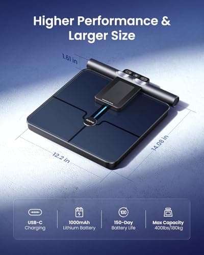 RENPHO Smart Scale for Body Weight, 8-Electrode Body Composition Scale with BMI, Body Fat, Muscle Mass, Rechargeable Body Fat Scale with Full-Color TFT LCD on Handle, MorphoScan Nova, Dark Blue 7