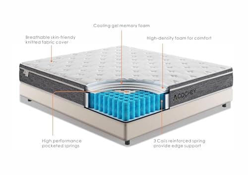 Medium Firm Acochey Hybrid Mattress, 10 Inch Full, Gel Memory Foam, Breathable & Cooling, CertiPUR-US 8
