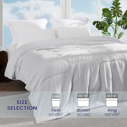 HOMELYSIAN Cooling Comforter King Size, Cooling Blankets for Hot Sleepers, Lightweight Comforter 106" x 90", Light Grey 7