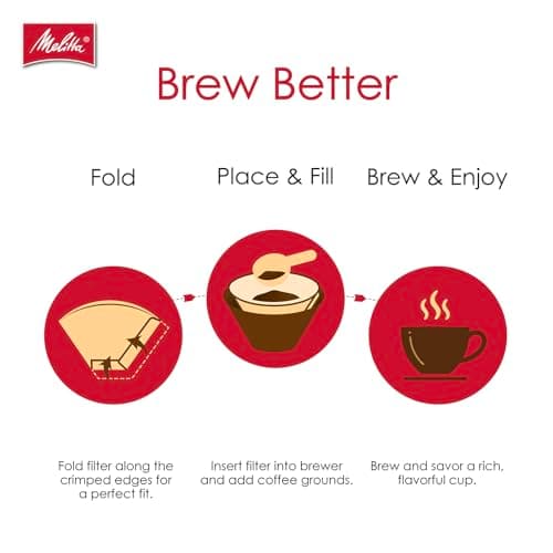 Melitta #4 Cone Coffee Filters, Natural Brown, 100 Count (Pack Of 6), 600 Total Filters - Fits all 8-12 Cup Cone Coffee Makers and Pour-Overs, Compostable, Tear-Resistant 9
