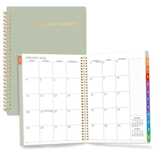 SUNEE 2026-2027 Planner - 24 Months (Jan 2026 - Dec 2027) - 7"x10" Monthly Spreads & Yearly Planner, Sage Green