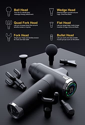 Fusion Black Pro Deep Tissue Massage Gun for Athletes - Percussion Massager for Pain Relief, Muscle Therapy and Relaxation 6