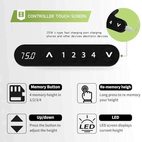 Radlove Dual Motors Height Adjustable 55 x 30'' Electric Standing Desk with Drawer 4 Memory Keys, Fast Charging Port, 265LBs Load Capacity with Splice Board Home Office Desk, Oak Top + White Frame 6