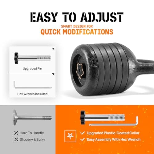 Yes4All Adjustable Kettlebell Set, 20–40 LB Weight Set, Solid Cast Iron Handle with Spacer Disks & Secure Lock, Space-Saving Kettlebell for Home Gym Strength Training, Black 6