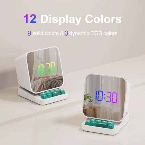 ANJANK RGB LED Alarm Clock & Sound Machine with Mirror Display, White Noise Machine with 25 Relaxing Sounds, Dual Alarm, 10 Alarm Sounds, Sleep Timer, Digital Clock for Bedroom, Teen, Kids 6