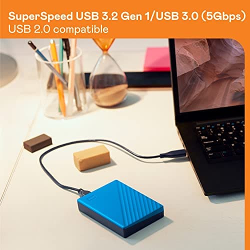 WD 6TB My Passport, Portable External Hard Drive, Blue, Backup Software with Defense Against ransomware, and Password Protection, USB 3.1/USB 3.0 Compatible - WDBR9S0060BBL-WESN 6