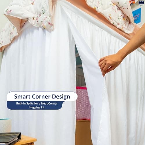 Cottingon Dorm Room Bed Skirt, 100% Microfiber, White, Twin XL-36'' Drop 5