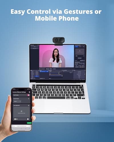 LOVENSE Webcam 2 4k for PC, Live Streaming Camera 1/2" Sensor True Focus Al Noise Canceling, Hand Gesture Control, Mobile Control, Auto Framing, Customizable Audio Modes, Microphones, Privacy Control 5